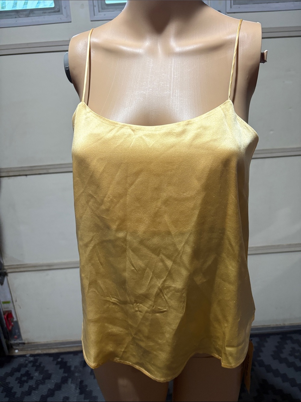 Reformation Satin Spaghetti-Strap Camisole in Yellow